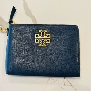 Tory Burch Britton Large Wristlet- Navy Blue